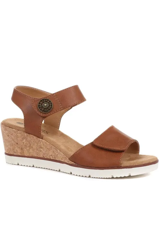 Pavers Women's Adjustable Wedge Sandals in Tan Size: 6 - Tan