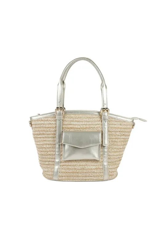 Pavers Women's Adjustable Woven Tote Bag in Gold - Gold
