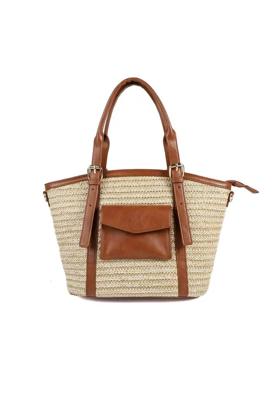 Pavers Women's Adjustable Woven Tote Bag in Tan Tan