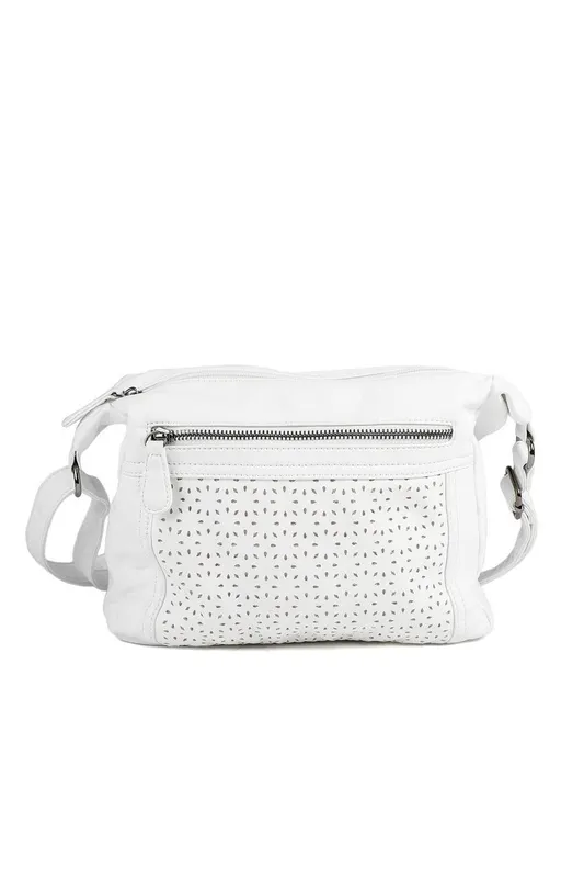 Pavers Women's Crossbody Bag with Zip Pocket in White - White