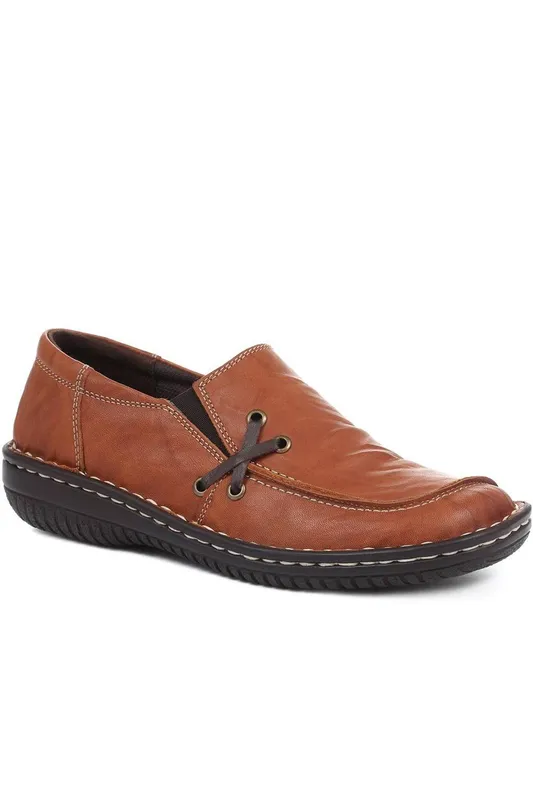 Pavers Women's Leather Slip On Shoes in Tan Size: 8 Tan 8