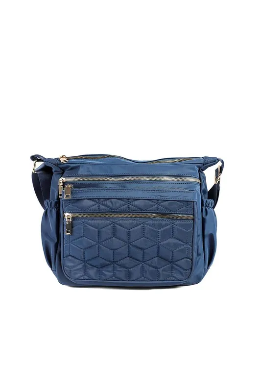 Pavers Women's Quilted Multi Zip Crossbody Bag in Navy - Navy