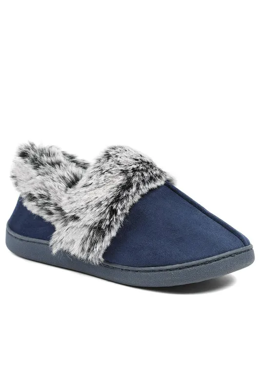 Pavers Women's Wide Fit Soft Full Slippers in Navy Size: 6 - Navy