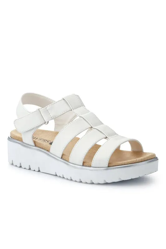 Pavers Women's Wide Fit Strappy Sandals in White Size: 4 White