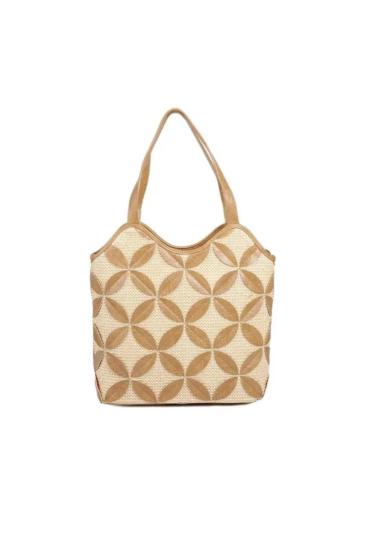Pavers Women's Woven Daily Shoulder Bag in Beige - Beige