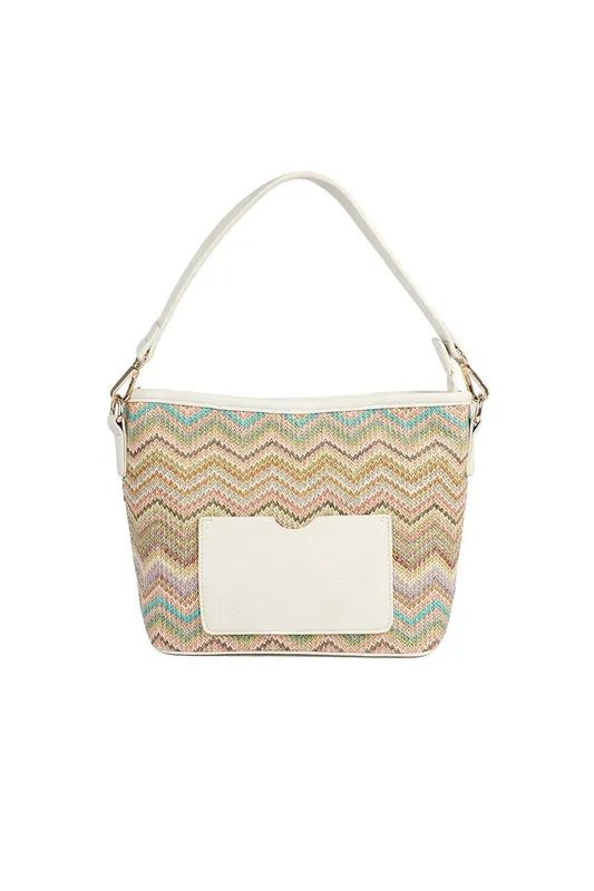 Pavers Women's Woven Shoulder Bag in Beige - Beige