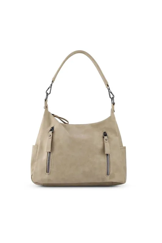 Pavers Women's Zip-Pocketed Handbag in Beige Beige