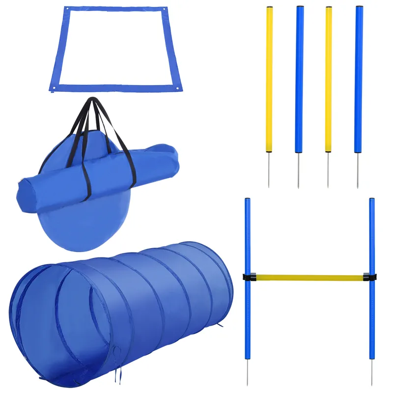 Pawhut Pet Agility Training Equipment Dog Play Run Jump in Blue Blue female