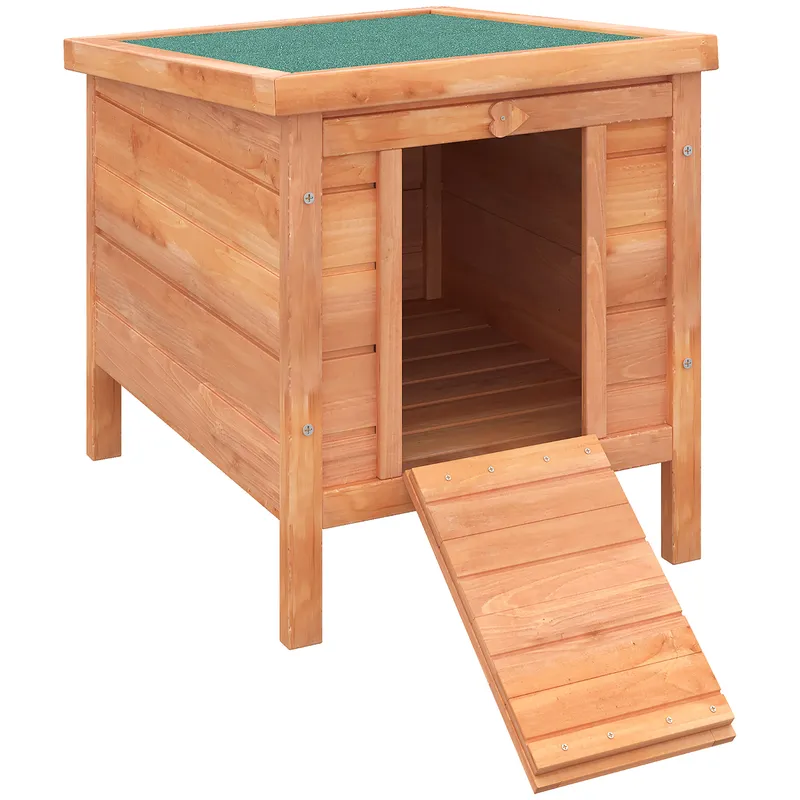 PawHut Wooden Rabbit Hutch Bunny Puppy Cage Guinea Pig Hide House Pet Habitat Small Animals Ferret 51 x 42 x 43 cm, Natural Aosom UK