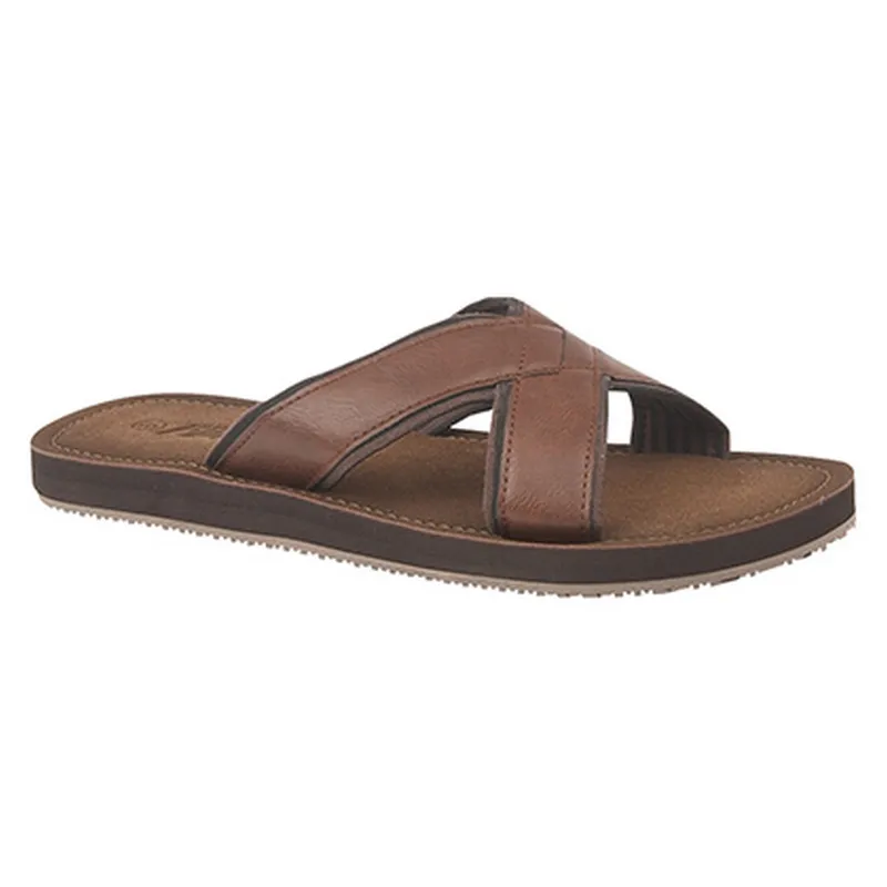 Pdq Men's Lightweight Crossover Mule Sandals in Brown Size: 7 Brown 7