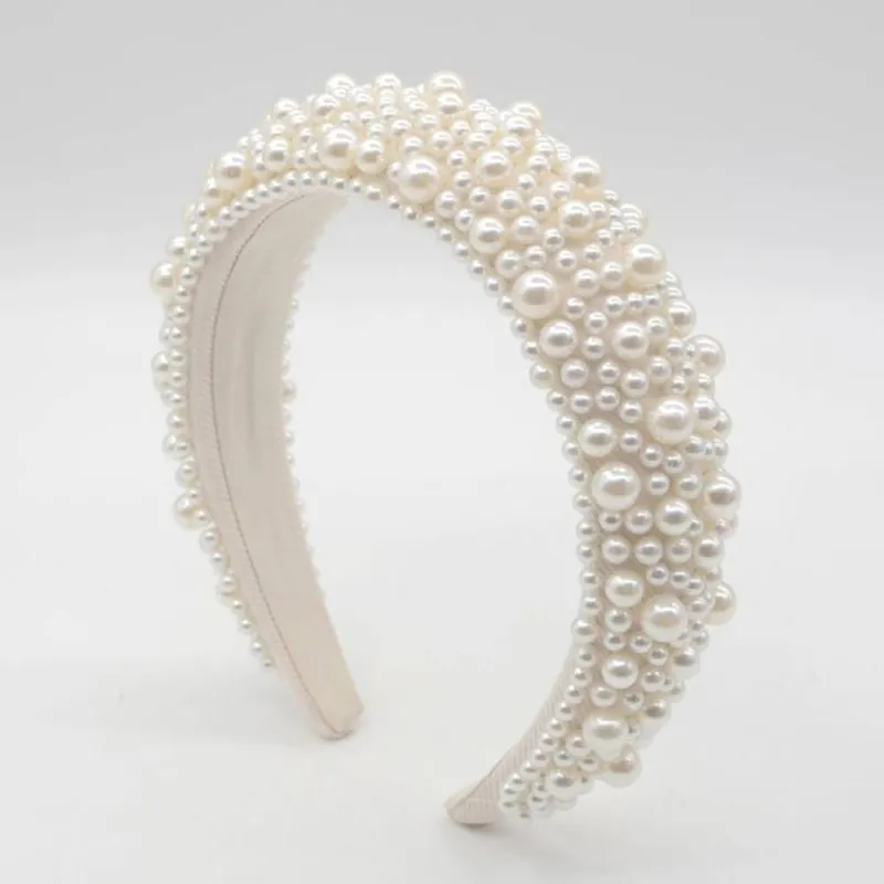 Peach Accessories Women's Chunky Pearl Headband in Ivory - Ivory