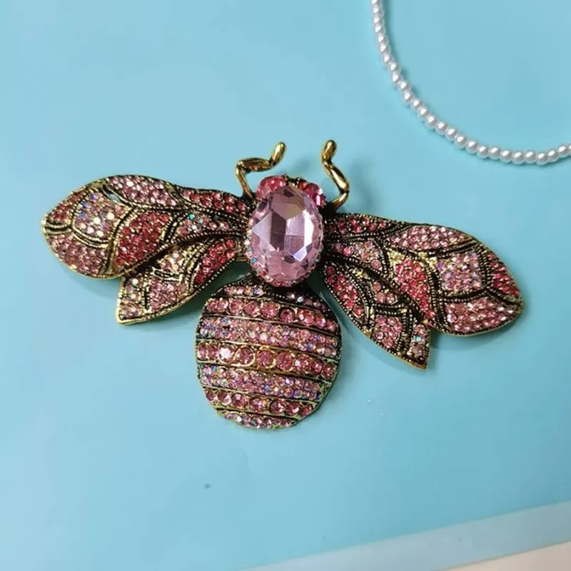 Peach Accessories Women's Crystal Bee Brooch in Pink - Pink - Size: One Size