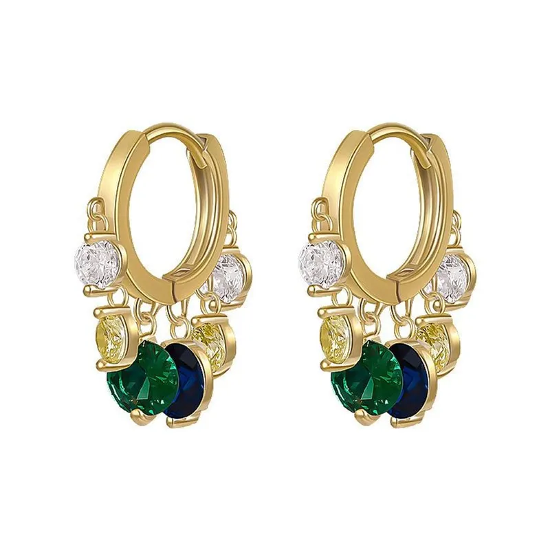 Peach Accessories Women's Crystal Hoops Earrings in Green - Green