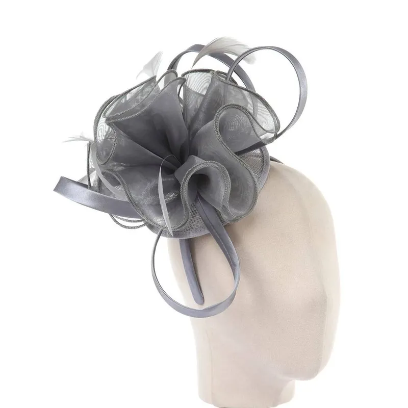 Peach Accessories Women's Elegant Grey Mesh Fascinator Grey female