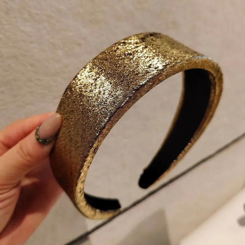 Peach Accessories Women's Gold Textured Wide Headband - Gold - Size: One Size
