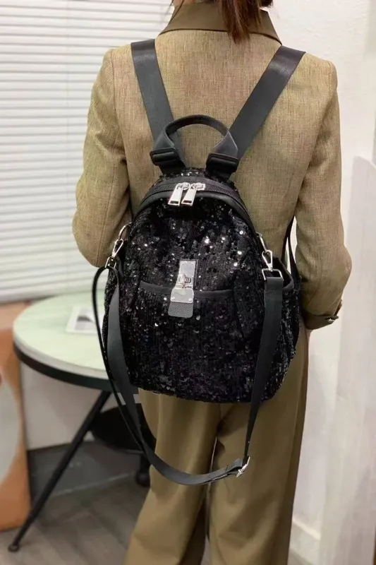 Peach Accessories Women's Noir Garden Sparkle Backpack in Black Black