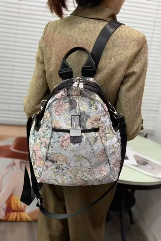 Peach Accessories Women's Noir Garden Sparkle Backpack in Grey - Grey