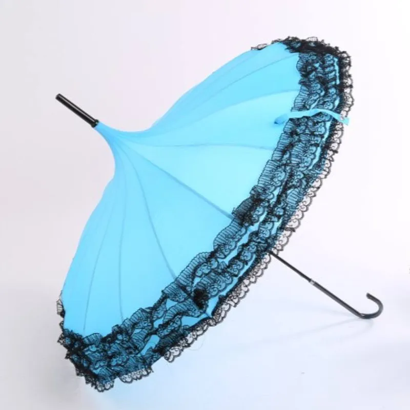 Peach Accessories Women's Pagoda Lacy Umbrella in Baby Blue Baby Blue