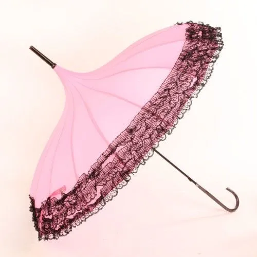 Peach Accessories Women's Pagoda Lacy Umbrella in Baby Pink Baby Pink