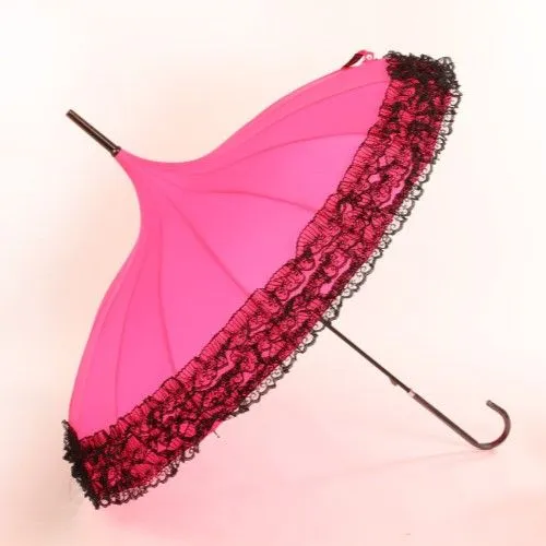 Peach Accessories Women's Pagoda Lacy Umbrella in Fuchsia Fuchsia