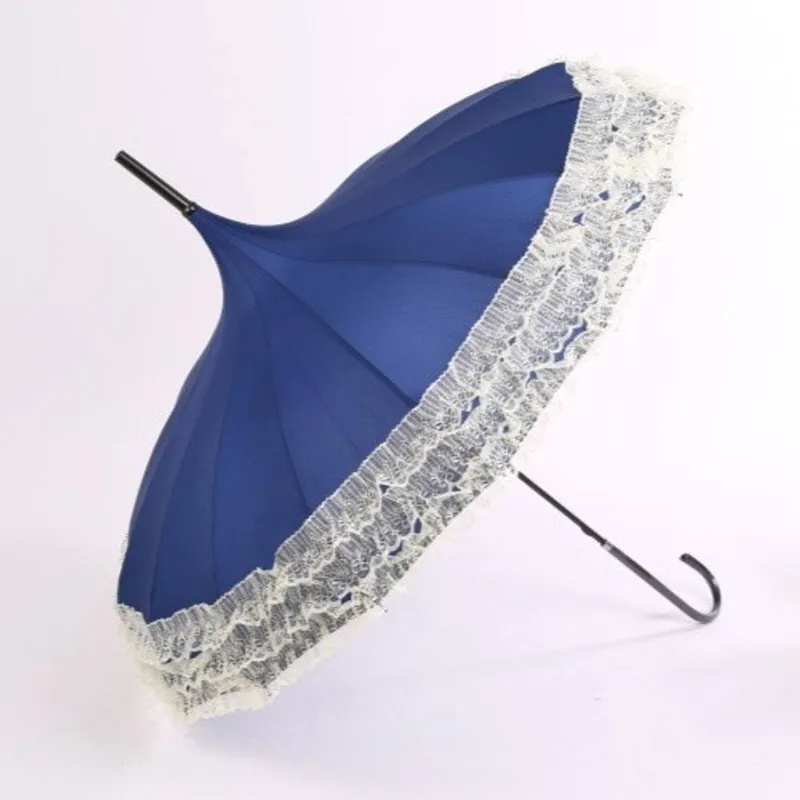 Peach Accessories Women's Pagoda Lacy Umbrella in Navy Navy female