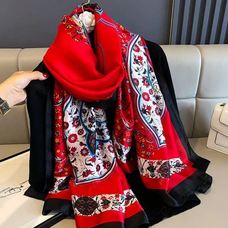 Peach Accessories Women's Vibrant Floral Scarf in Red Red female