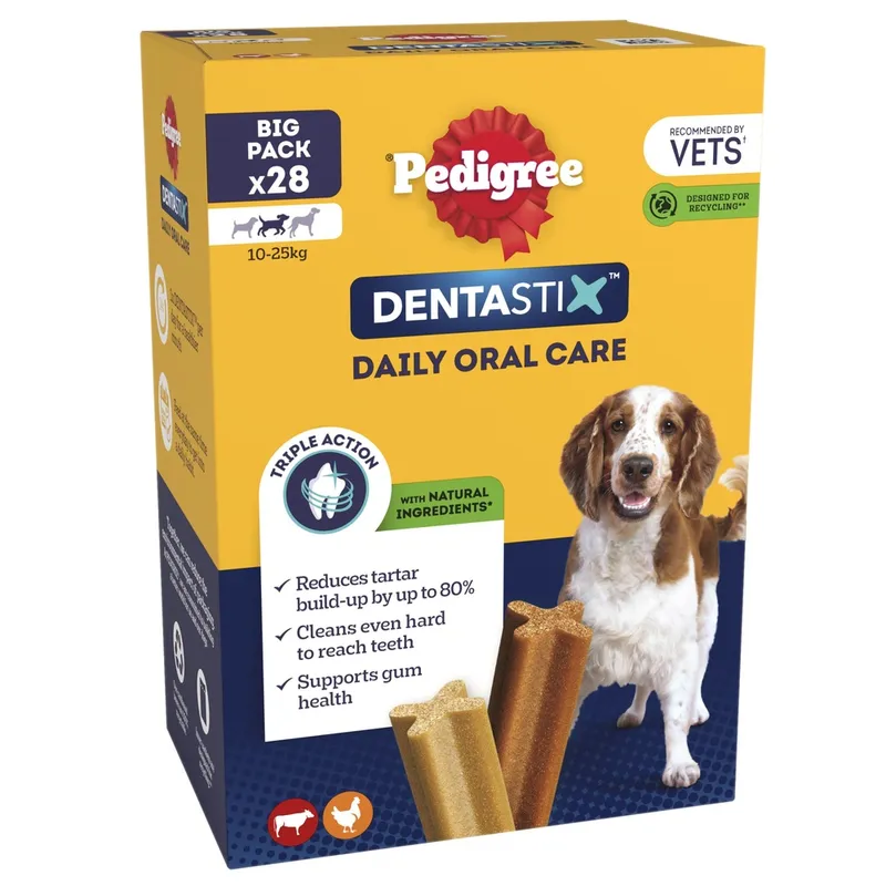 Pedigree Dentastix Daily Dental Chews for Medium Dogs (10-25kg) - 28 Sticks