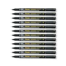 Pentel Permanent Marker Super Fine Point Black Pack of 12 NFS410-A