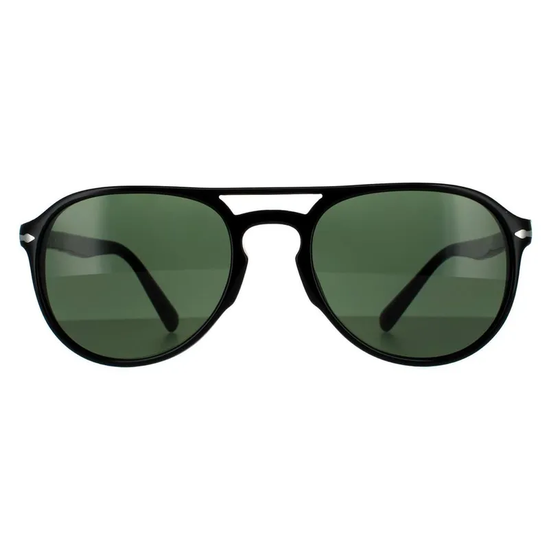Persol Unisex Aviator Black Green Sunglasses - Black