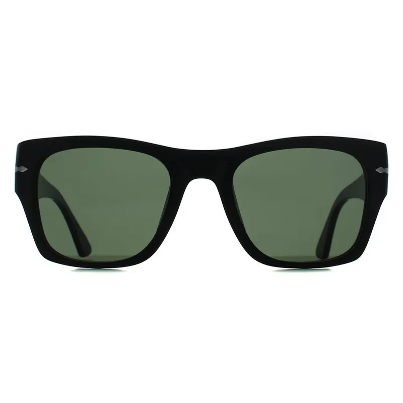 Persol Unisex Square Black Green PO3384S Sunglasses - Black