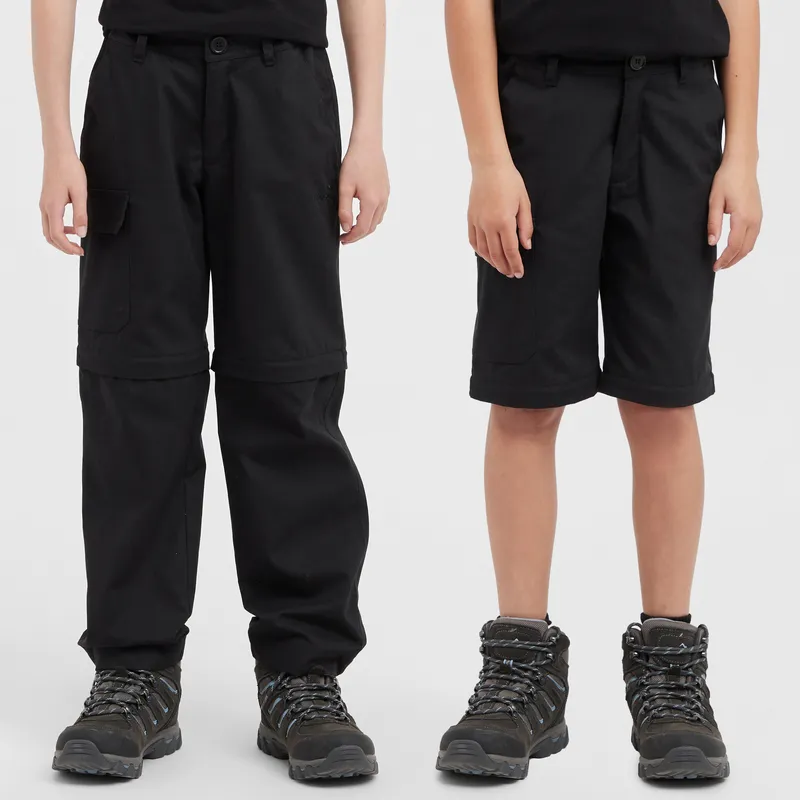 Peter Storm Kids' Ramble Zip Off Trousers, Black