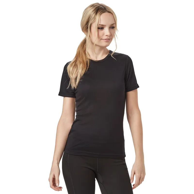 Peter Storm Womens Short Sleeve Lightweight Thermal Crew For Cold Weather Walking & Hiking - Black - Size 10 Uk