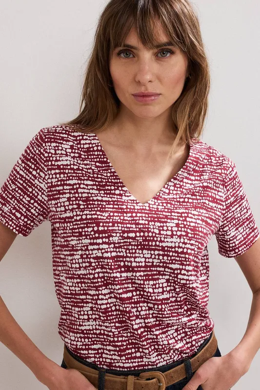 Phase Eight Women's Alice V Neck Spot Print Top in Maroon Size: 8 Maroon 8