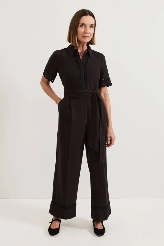 Phase Eight Women's Bloomfield Shirt-Style Jumpsuit in Black Size: 12 - Black
