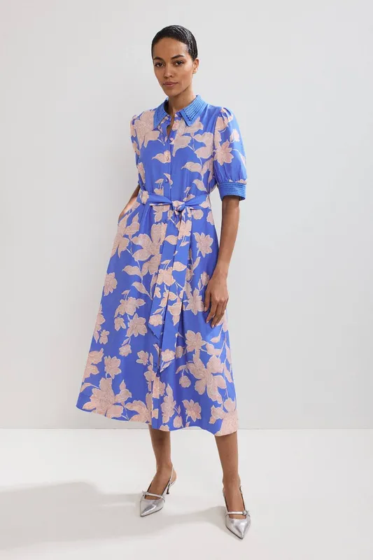 Phase Eight Women's Delphine Floral Shirt Dress in Cobalt Size: 14 - Cobalt - Size: 14