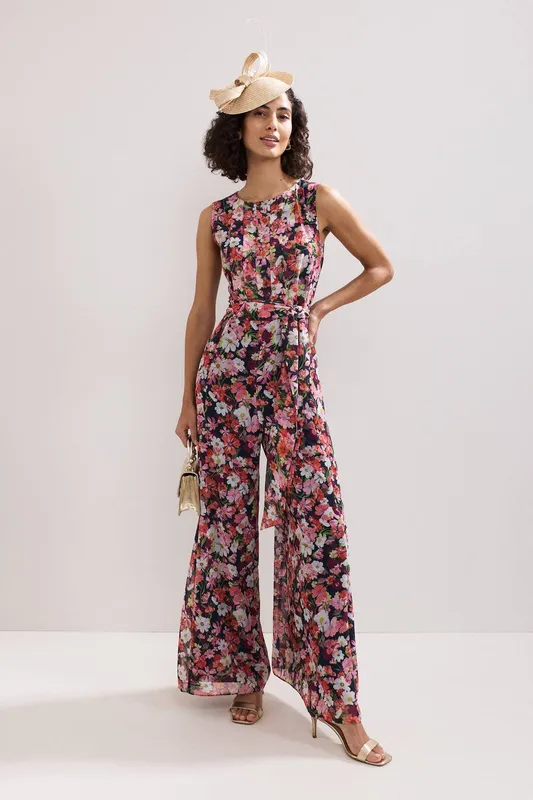 Phase Eight Women's Janine Floral Jumpsuit in Bright Pink Size: 18 - Bright Pink