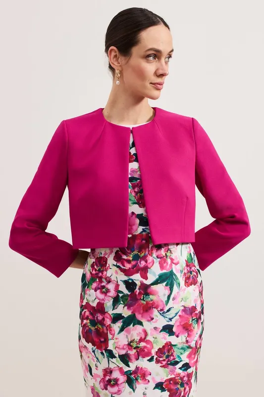 Phase Eight Women's Phoebe Cropped Tailored Jacket in Fuchsia Size: 8 Fuchsia 8