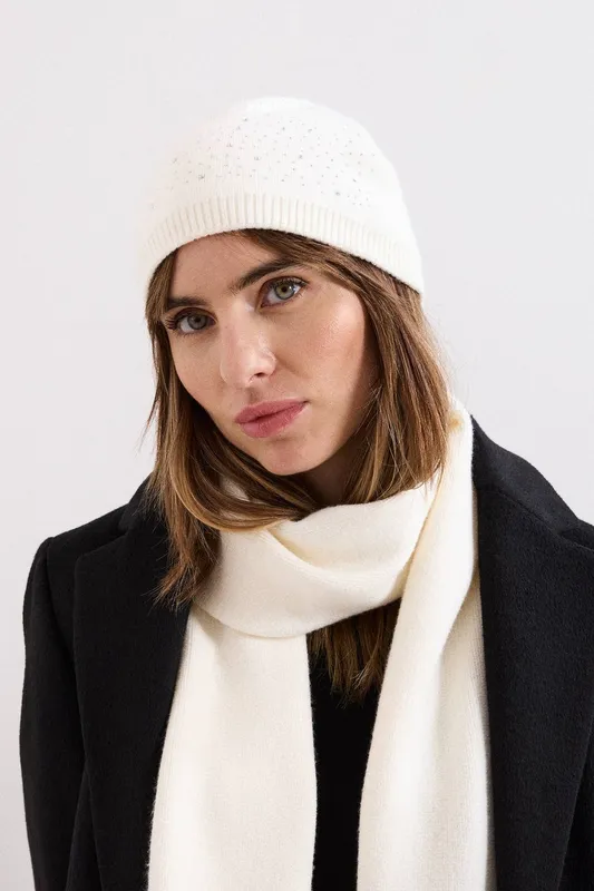 Phase Eight Women's Sparkle Trim Hat in Off-White Off-White