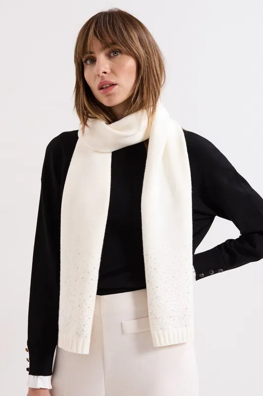 Phase Eight Women's Sparkle Trim Scarf in Warm White Warm White