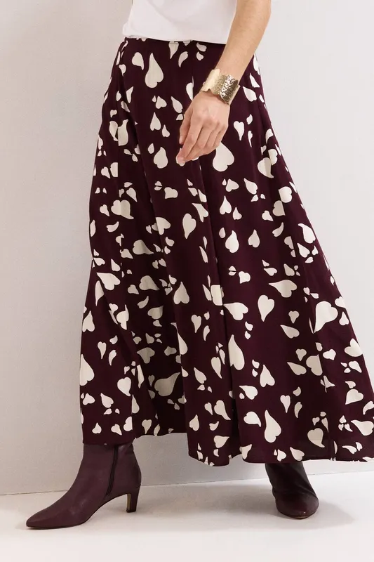 Phase Eight Women's Valentina Print Skirt in Wine Size: 12 Wine 12