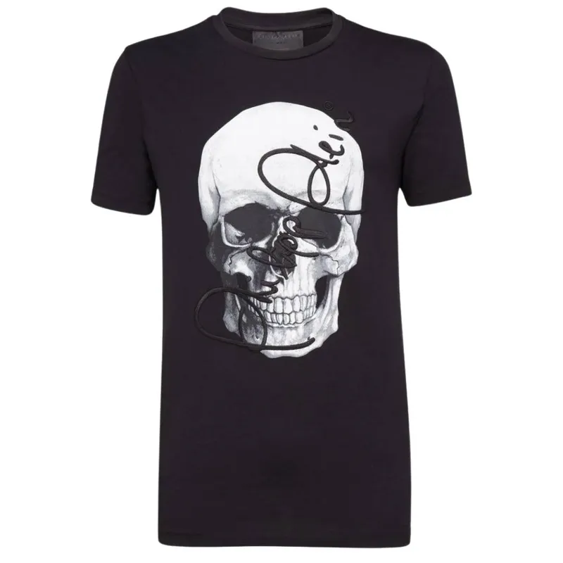 Philipp Plein Mens Mtk2480 02 T-Shirt - Black Cotton - Size Small