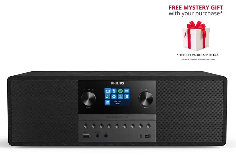 Philips TAM6805-10 Music System with Internet Radio, BT, CD, USB, Spotify Connect in Black Black
