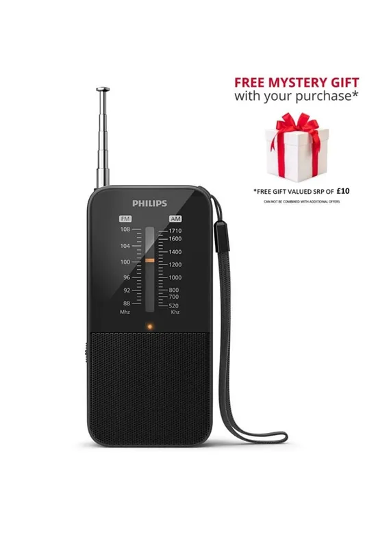 Philips Unisex TAR1509-00 Portable FM/AM Radio in Black Black One Size female