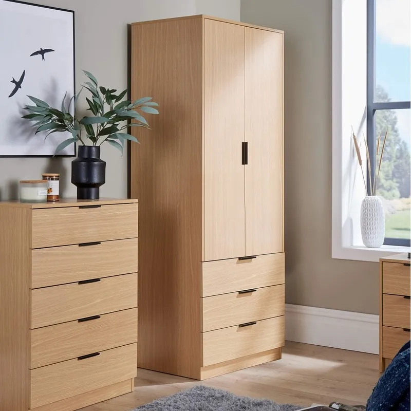 Phoenix 2 Door & 3 Drawer Wardrobe - Oak Effect