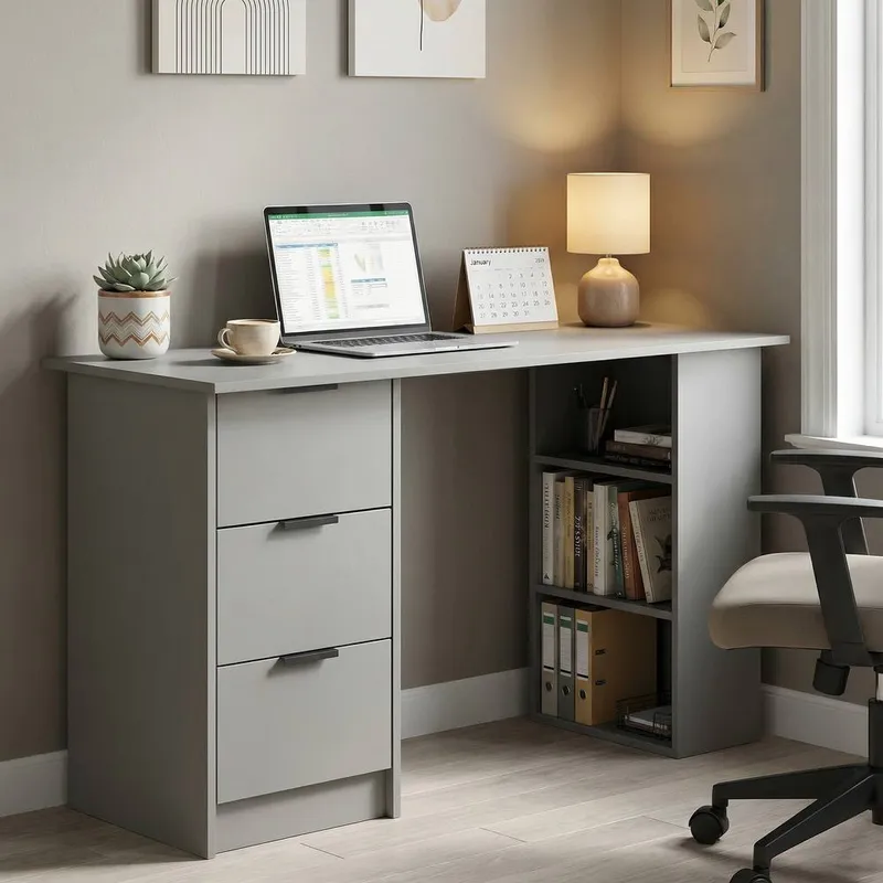 Phoenix 3 Drawer Computer Desk - Grey