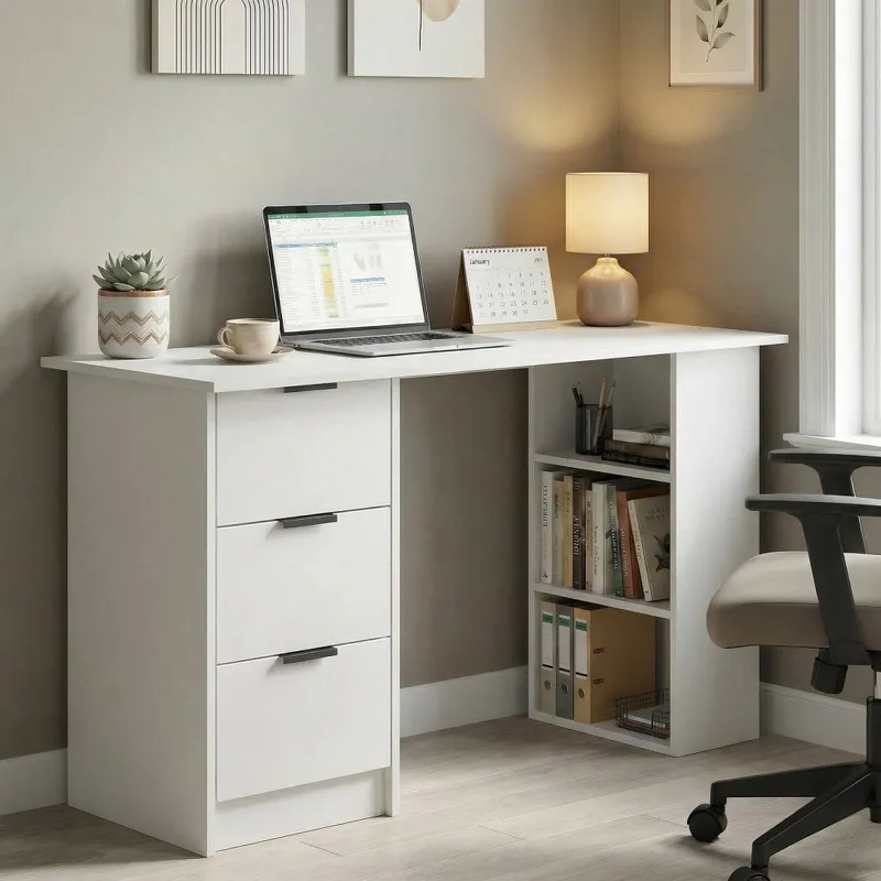 Phoenix 3 Drawer Computer Desk - White