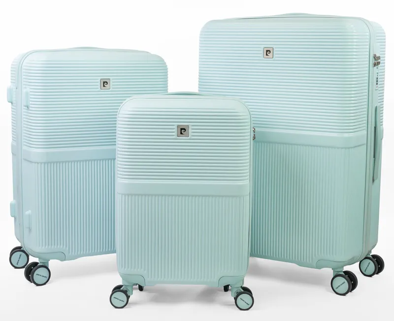 Pierre Cardin Monaco 3-Piece Cabin & Hold Luggage Set - Tsa 8-Wheel Travel Suitcases in Light Green Size: 3 Pack Light Green 3 Pack