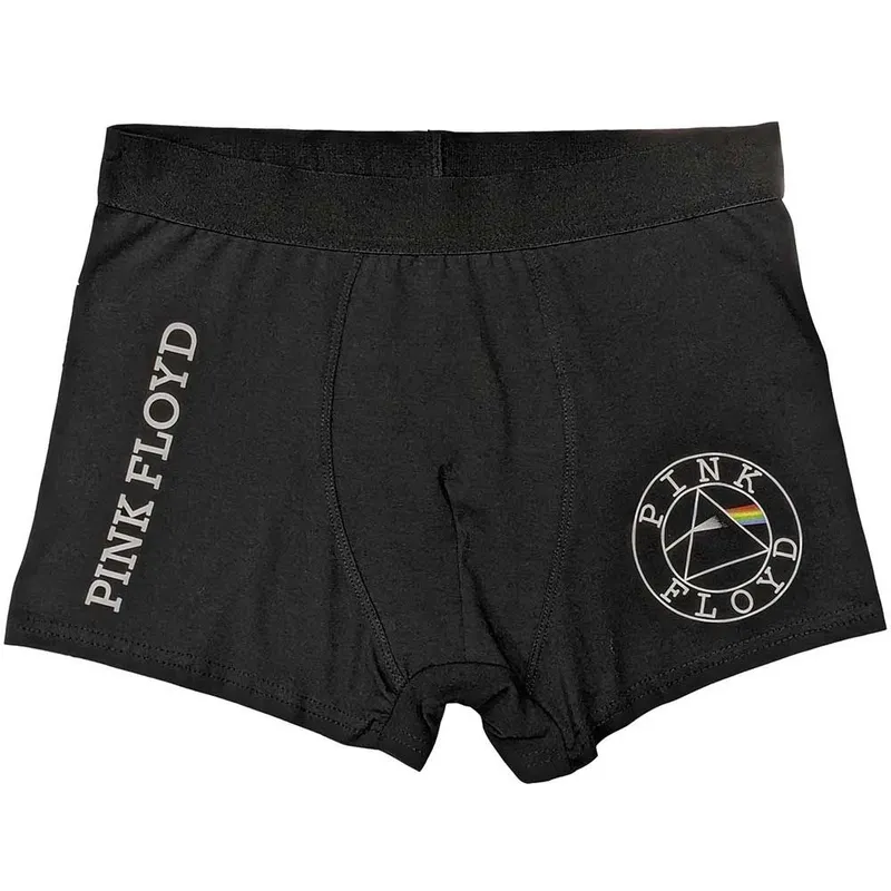 Pink Floyd Men's Circle Band Logo Boxer Shorts in Black Size: Large Black