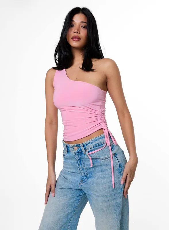 Pink Vanilla Women's Asymmetric Top in Pink Size: Large - Pink - Size: L