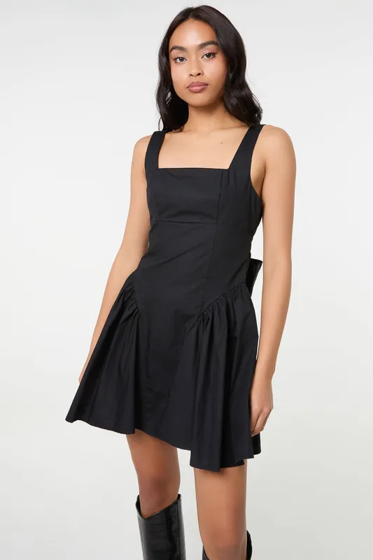 Pink Vanilla Women's Black Bow Back Mini Dress Size: 6 Black 6